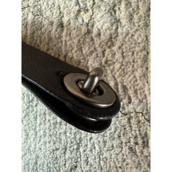 NWT Coach Black Metal and Leather Strap Feather Necklace 28" - Picture 9 of 15